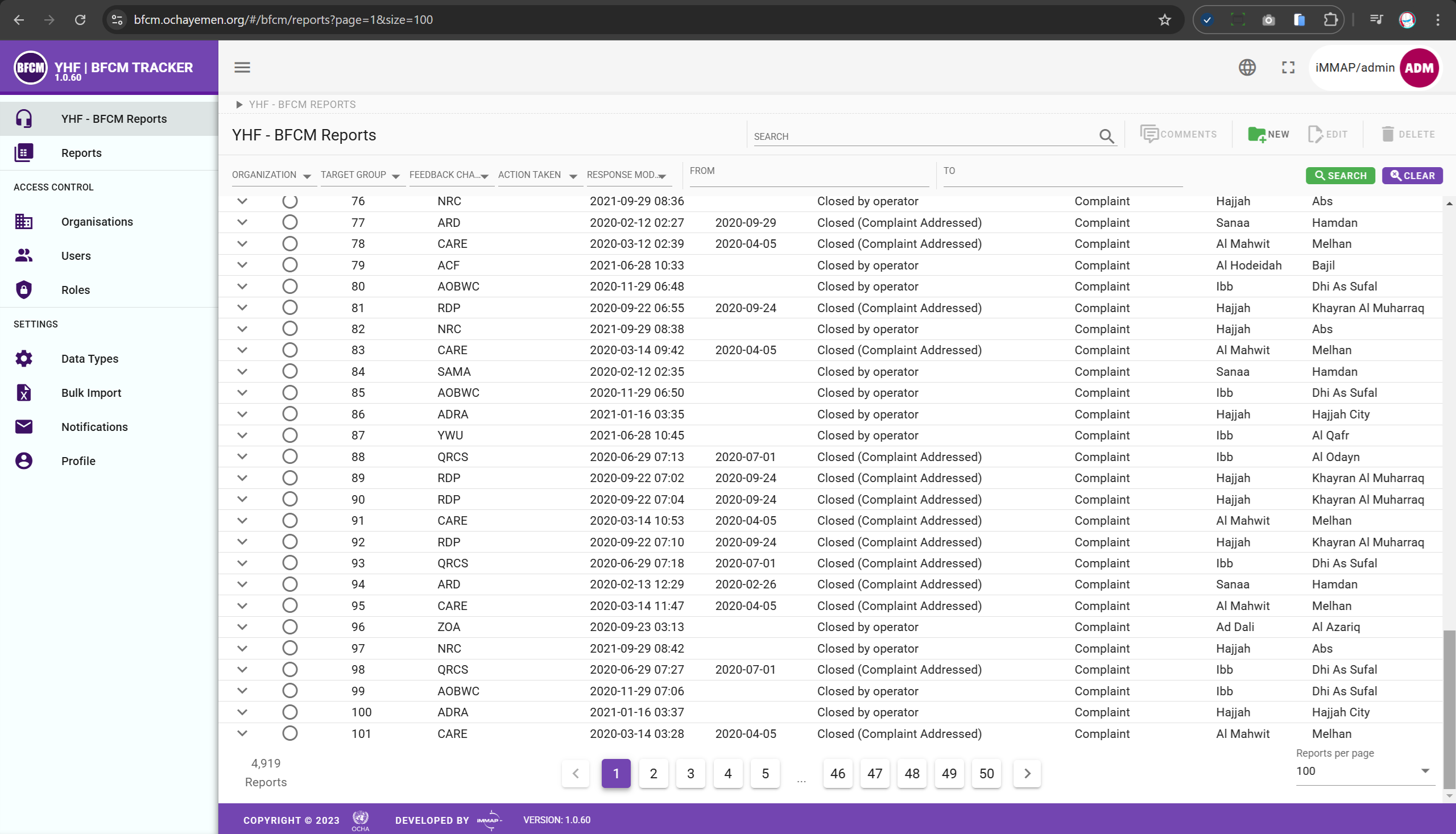 BFCM Beneficiary Feedback and Complaints Mechanism – UNOCHA Yemen Humanitarian Fund (YHF):